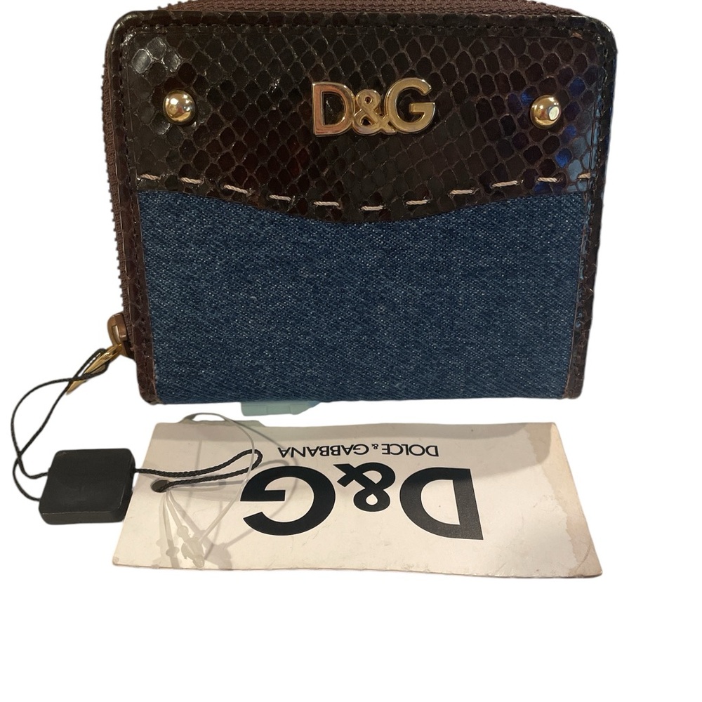 NWT Dolce and Gabbana Denim/leather Compact wallet
